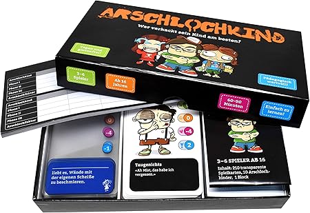 Arschlochkind I Erziehe Dein Kind So Schlecht Wie Moglich I Witziges Kartenspiel I 3 6 Personen Amazon De Spielzeug