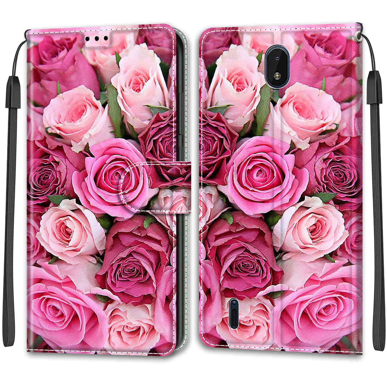 Anreixx For Nokia C01 Plus Case Flip PU Leather Wallet Case Pattern Design with Kickstand Card Holders Folio Silicone Bumper Protective Cover