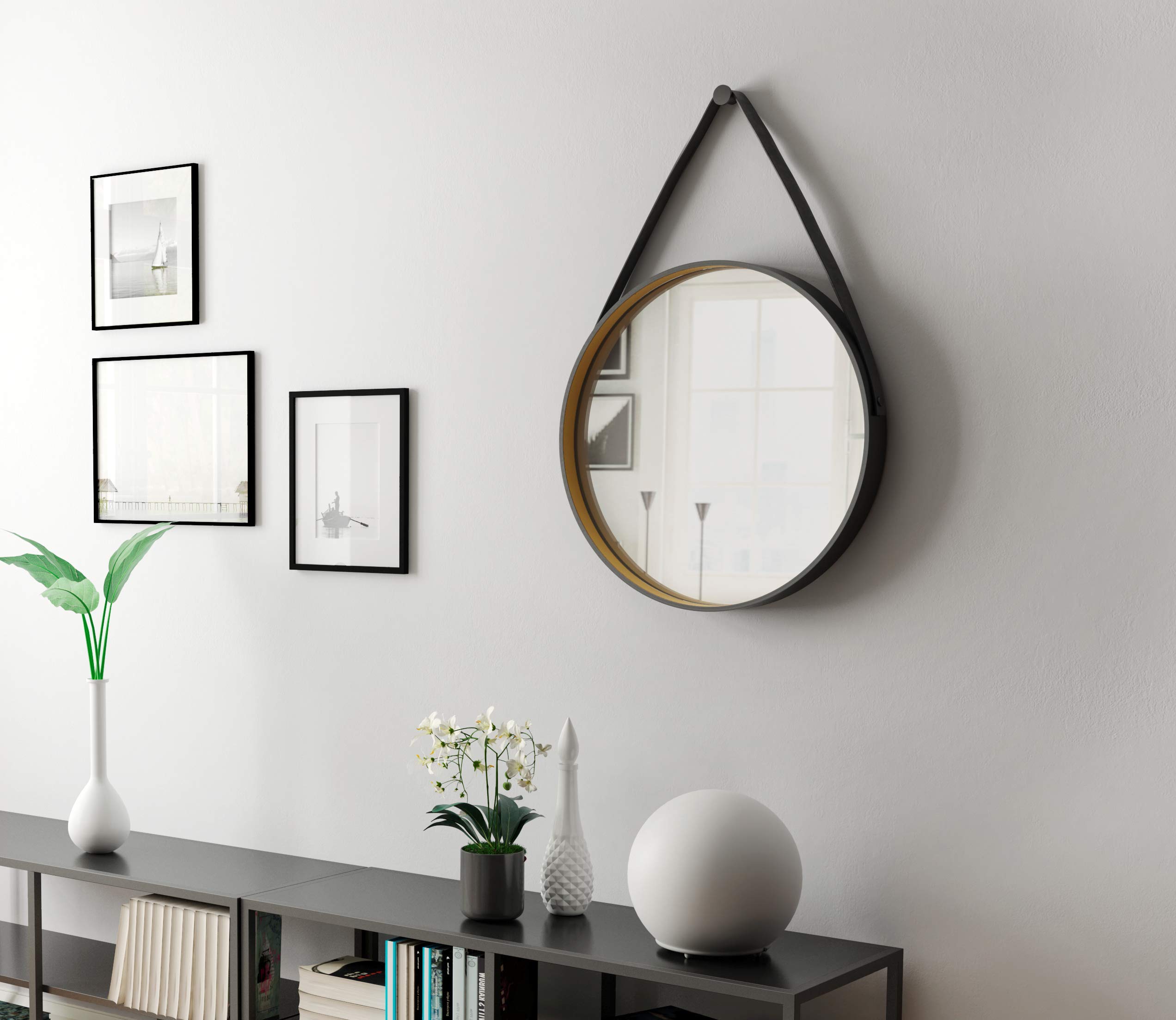 Talos Golden Style Designer Mirror Diameter 55 cm and Solid Aluminium Frame