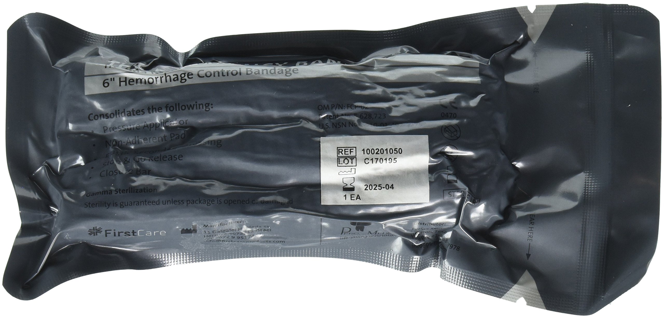 Israeli Bandage Battle Dressing First Aid Compression Bandage, 6 Inch