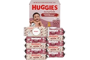 Huggies Nourish Scented Baby Wipes, 10 Push Button Packs (560 Wipes Total)