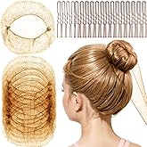 FANDAMEI Hair Net for Kids, Invisible Hair Nets 20PCS with 40PCS U Shaped Bobby Pins, 30cm Hair Nets for Buns, Bun Hair Nets for Ballet Girls Hair Accessories Set for Women, Girls-Light Brown