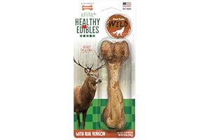Nylabone Healthy Edibles WILD Natural Longer-Lasting Chew Treats, Venison Flavor, Large Dogs Up to 50 lbs - Made in USA (1 Count)