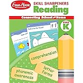 Evan-Moor Skill Sharpeners Reading Workbook, PreK, Vocabulary, Comprehension, Phonics, Word Family, Fluency, Sequencing, Beginning Sounds, Same or Different, Dot to Dot, Cut and Paste, Homeschool