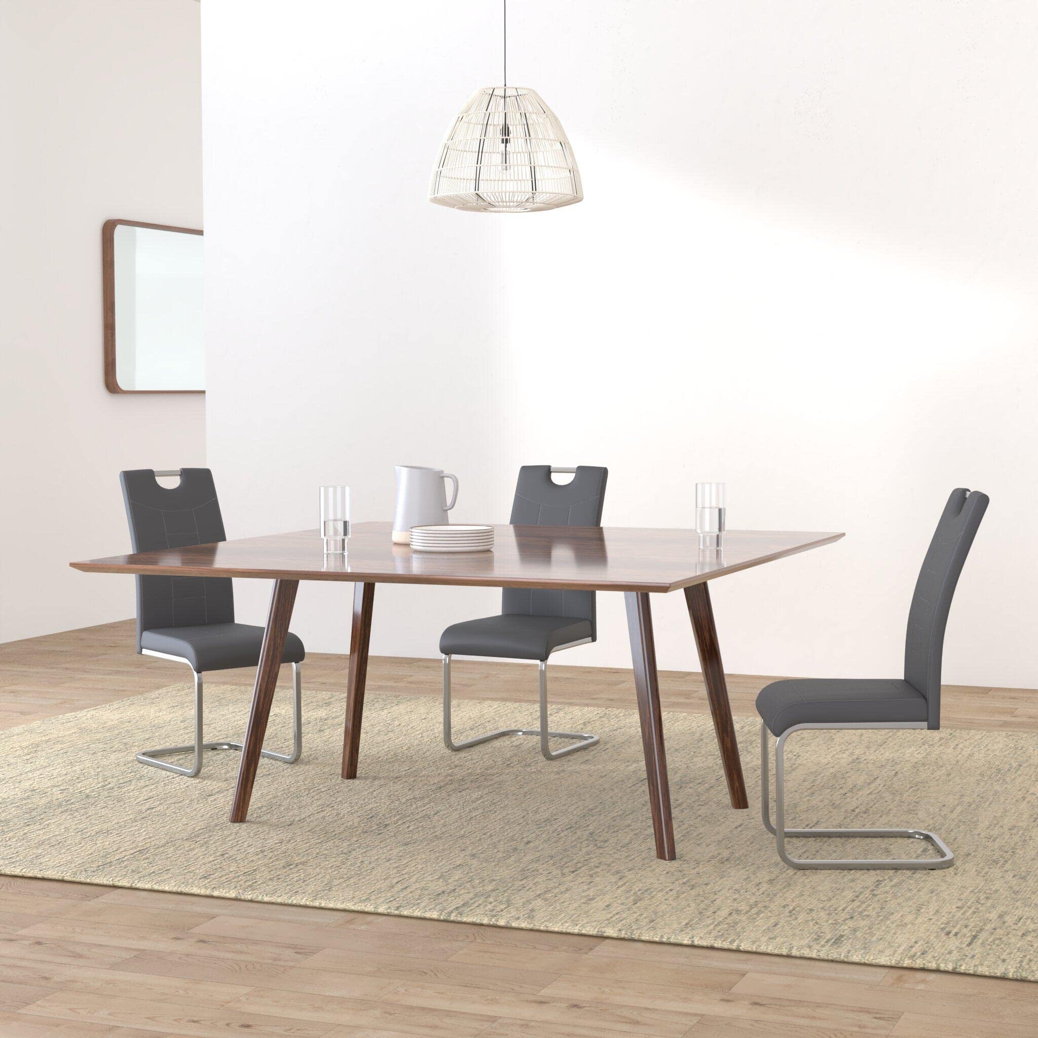 Hela Tische, 4er Set Schwingstuhl Küchenstuhl Ruby, Kunstleder Grau, Griffmulde, Metallgestell + Griff Chrom, 140kg belastbar 2