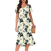 VOBCTY Women's Casual Short Sleeve Tshirt Dress Summer Side Split Loose V Neck Dresses