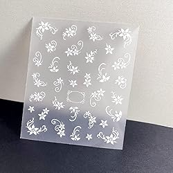 White Flower Nail Art Decal Stickers for Women