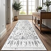 JUKAMO Kitchen Runner Rug 2.6x8 Washable Runner Rug Vintage Entryway Hallway Runner Rugs with Non Slip Rubber Backing Distressed Area Rug Runners Carpet for Farmhouse, Living Room, Bedroom, Laundry