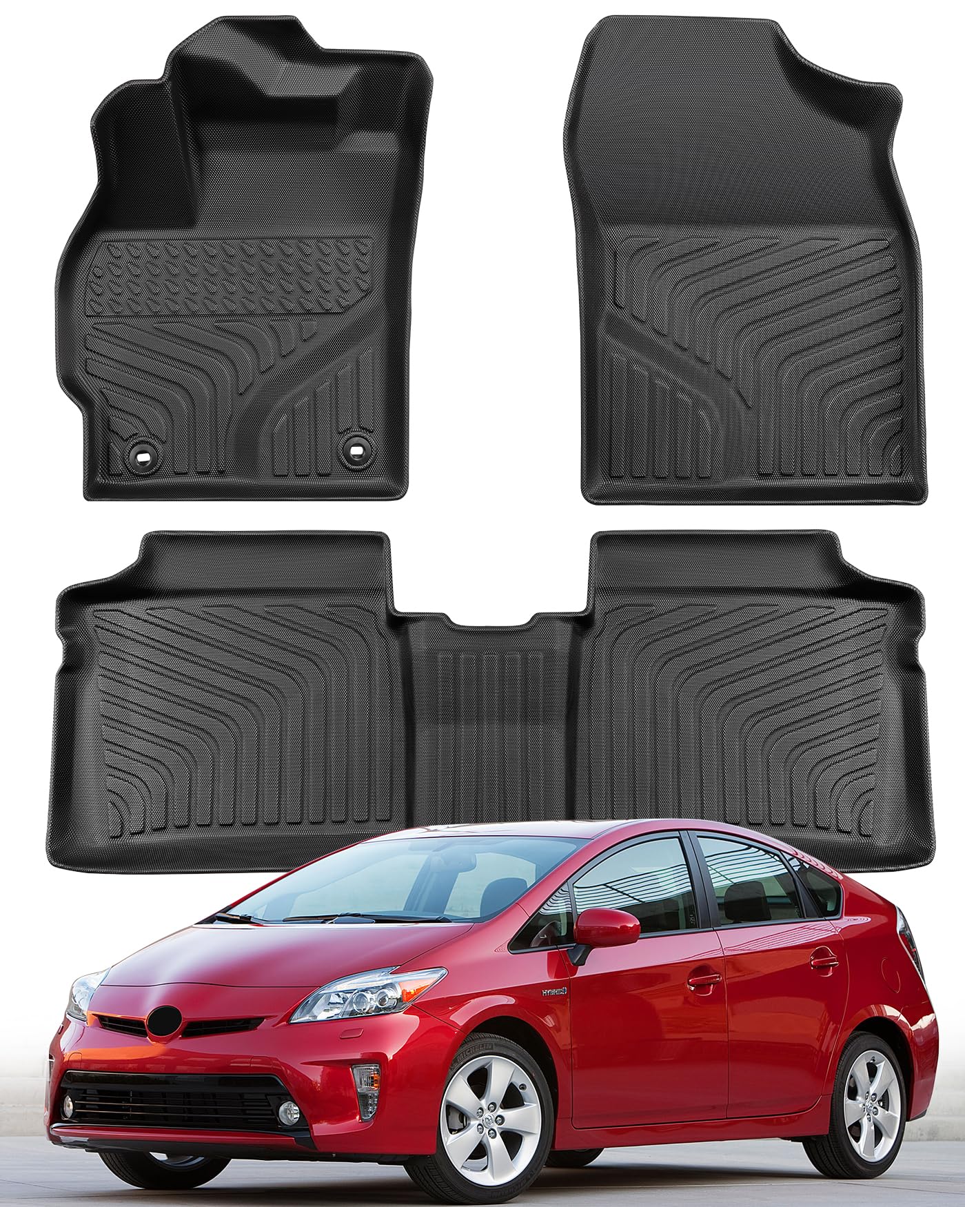 Photo 1 of COTAZA Car Floor Mats for Toyota Prius 2012-2014 Accessories(Not Fit Plug-in, V or C Models), All Weather Rubber Mat, Automotive Floor Carpet Protector Car Accessories