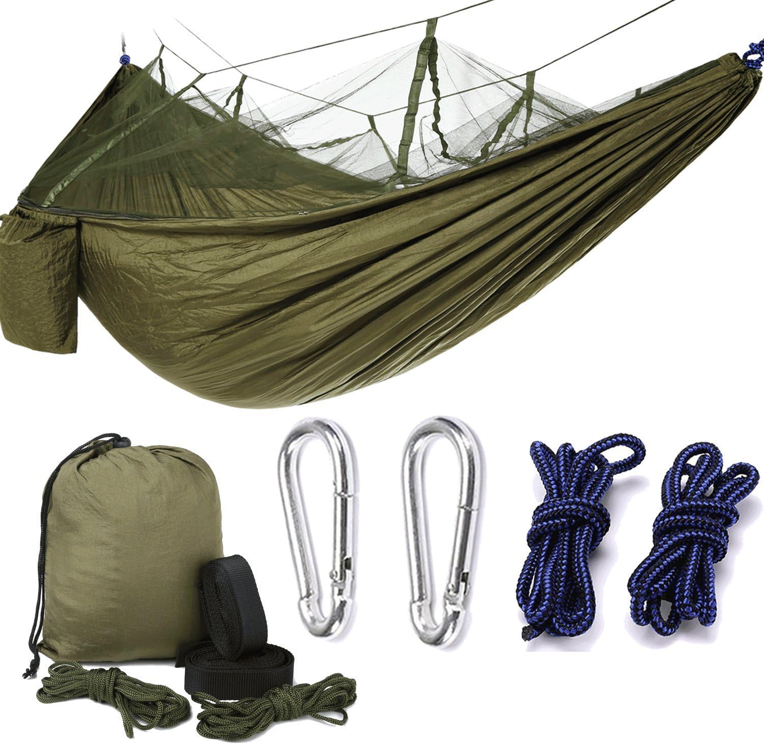 Double Camping Hammock with Hammock Tree Straps, Portable Lightweight and Compact Mosquito Hammocks for Backpacking, Travel, Beach, Yard