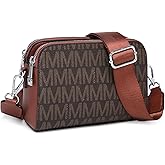 MARCO M KELLY Crossbody Bags for Women Triple Zip Vegan Leather Camera Purses Small Shoulder Handbags with Wide Strap