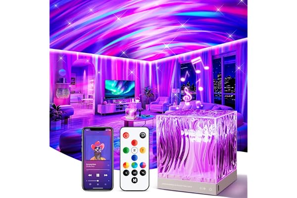 Northern Lights Projector White Noise Sound Machine for Sleep, 18-Color 15 White Noise Machine for Sleeping, Bluetooth Aurora Light Projector for Bedroom Aurora Projector,Shower Light Ambient Lighting