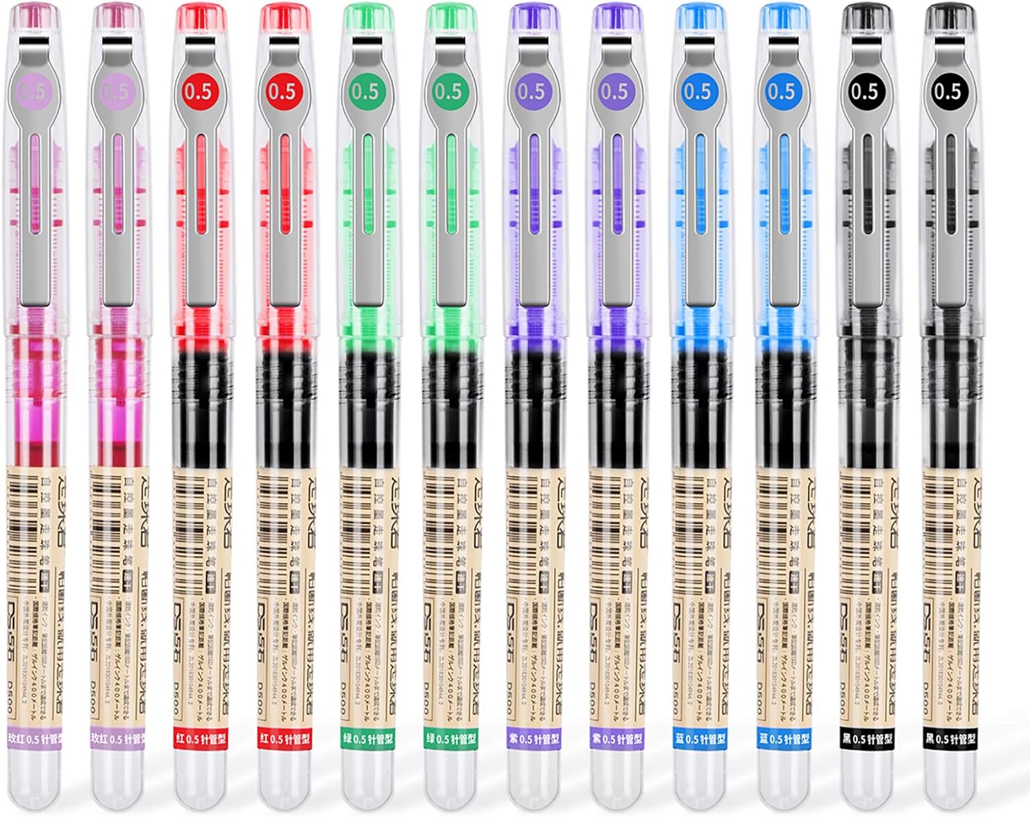 Liquid Ink Pens, 0.5mm Fine Point Pens, Rolling Ball Pens, Large Capacity of Quick-Drying Ink Pens, Writing Pens for School Office (12pack, 6 Colors) : Office Products