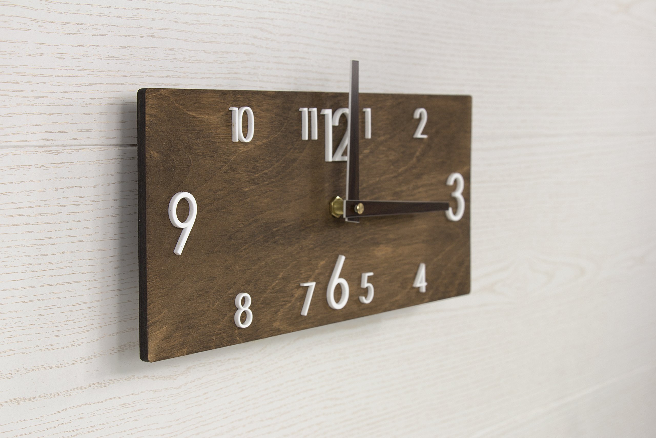 Wooden Wall Clock Brown Wall Clock Dark Brown Clock Rectangular Wall Clock Modern Wall Clock Scandinavian Clock Wall Decor Buy Online In Andorra At Desertcart 88969391