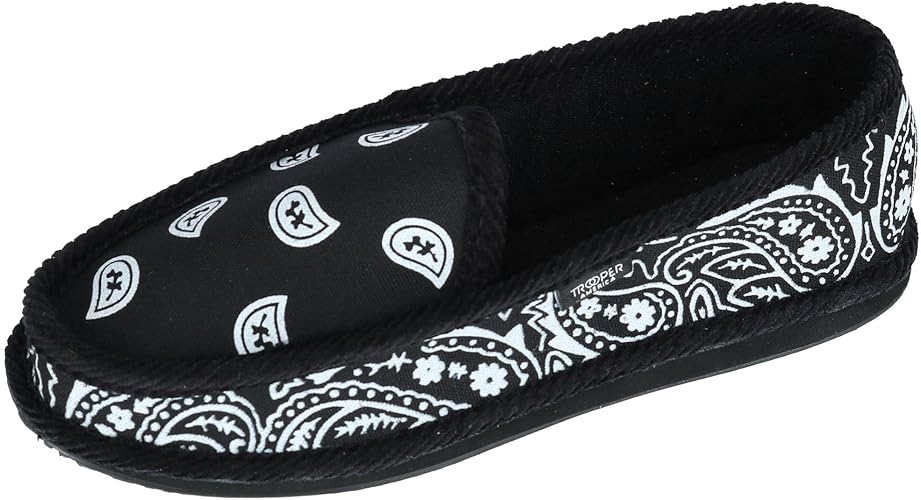 Trooper America Bandana Print Slip On Slipper House Shoe, Mens 5/Womens