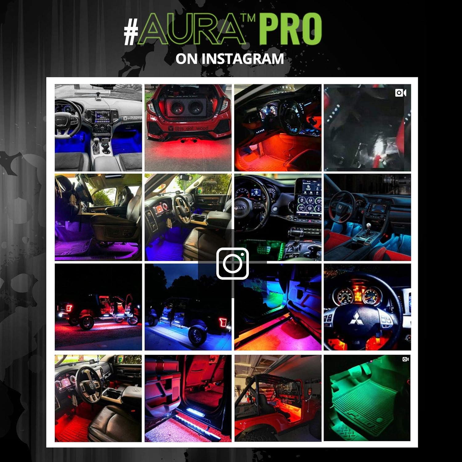 OPT7 4pc Kit Aura PRO Bluetooth Smart-Color LED Strip Interior Lighting Kit-4pc-App Enabled-iOS & Android: Automotive