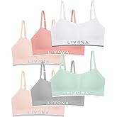 Livona Training Bras for Girls-Sports Bra for Teen Wireless Fitness Padded Everyday Bralette Crop Cami Tank Top(6-14)