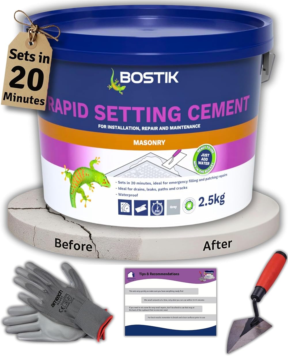 Decorator's Friend Cement Ready Mixed 2.5kg Waterproof 20 Min Set Kit