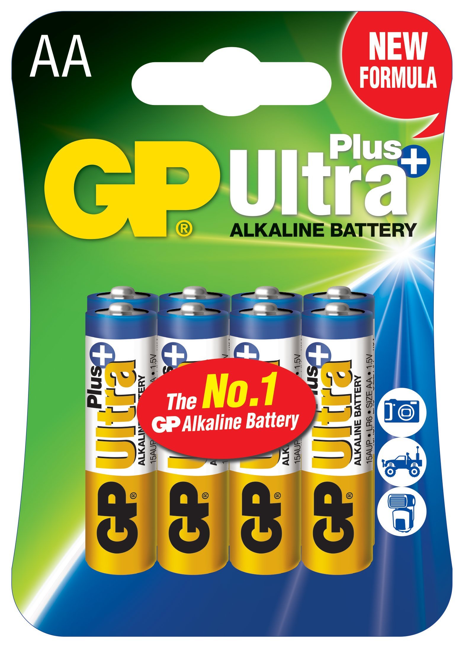 GP Batteries AA Ultra Plus Alkaline Battery - Chrome/Black/Red (Pack of 4)