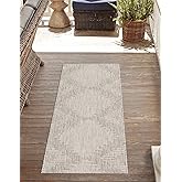 Unique Loom Outdoor Modern Collection Area Rug - Tambor (3' 3" x 12' Runner, Gray/ Ivory)