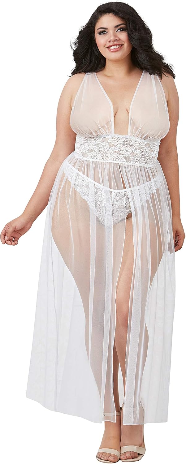 Dreamgirl Women's Plus Gown, White, One Size Queen: Clothing