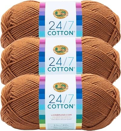 Lion Brand 24/7 Lightweight Cotton Yarn Camel Pack of 3