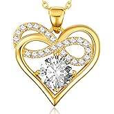 THECEROS Heart Pendant Necklace for Women, Birthstone Infinity Heart Pendant - Sterling Silver Necklace for Wife or Girlfriend, Perfect Anniversary, Birthday, or 'I Love You' Gift, Timeless Jewelry She’ll Treasure