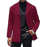 COOFANDY Mens Trench Coat Notched Collar Single Breasted Peacoat Winter Overcoat With Pockets