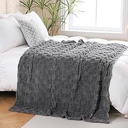 Linecooo Grey Fleece Throw Blanket 60”×80” for