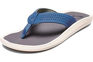 OLUKAI Ulele Men's Beach Sandals, Water Resistant Flip Flops, Arch Support & Comfort Fit, Lightweight & Durable, Enhanced Gri