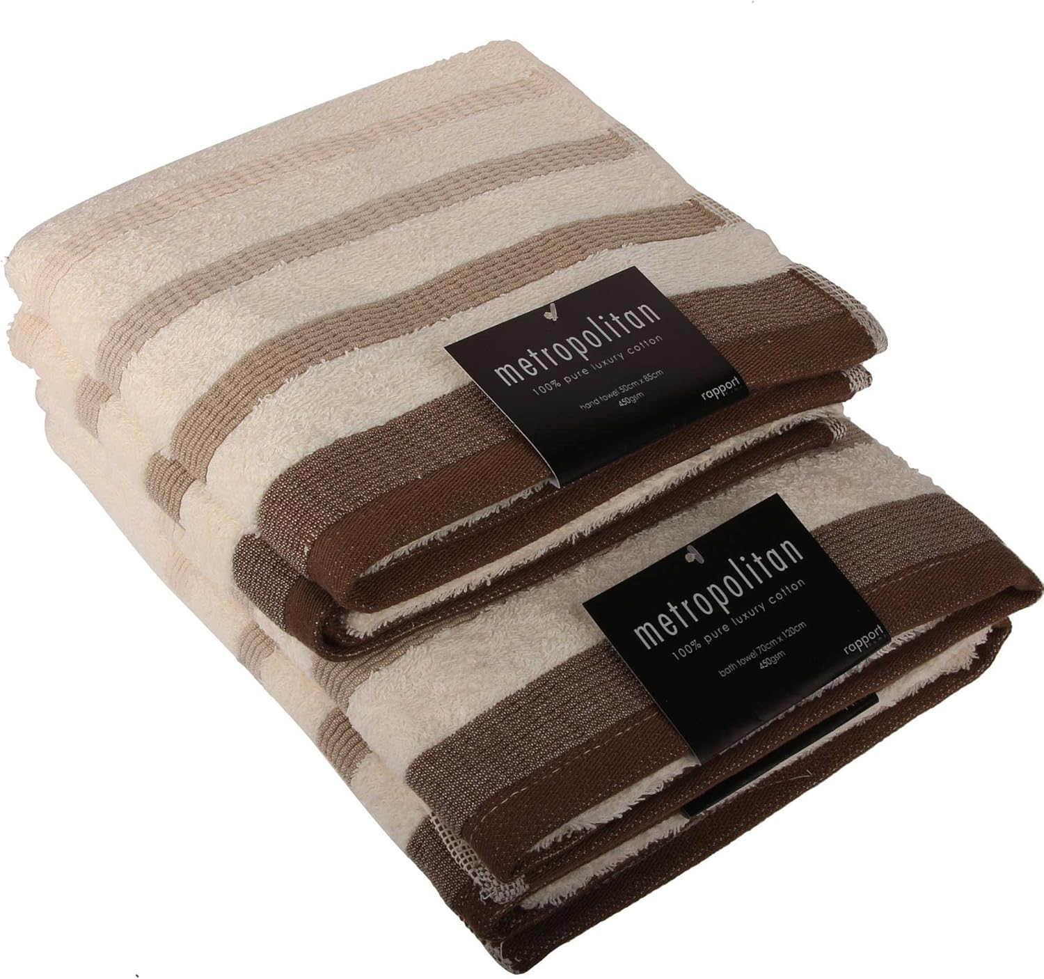 4Pc Metropolitan Towels Cream And Brown Cream Amazon.co.uk Kitchen