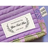 Custom Cotton Labels Tags, Quilt Labels, Personalized Fabric Tags for Handmade Items Clothing Crochet, 100% Cotton, Single-Color Printing, Pre-Cut or Ribbon Roll, 50 to 500pcs, 25x50mm