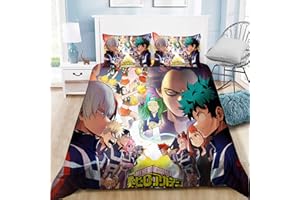 LUNK MHA Bedding Sets 3pcs Duvet Cover Set 1 Quilt Cover 2 Pillowcases 3D Printed Anime Bed Set Bedroom Decor for Boys Girls Adult Gift