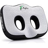Aylio Socket Seat Cushion &ndash; Twin Cutout Sit Bone &amp; Tailbone Pressure Relief | Firm High-Density Memory Foam for Office Chair, Gaming Chair, Car &amp; Truck &ndash; Ischial Bursitis &amp; Hamstring Pressure Relief