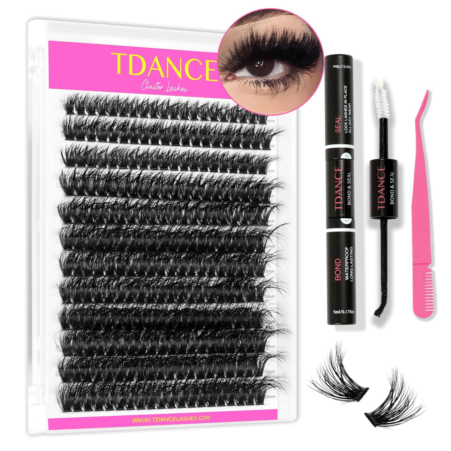 Photo 1 of DIY Lash Extension Kit Cluster Lashes Kit with Mega Volume Lash Clusters, Lash Applicator, Lash Bond and Seal for DIY Eyelash Extension Kit at Home(Kit-Thick-80D,10-20mm)