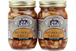 Amish Wedding All-Natural Hot Pickled Garlic 15 Ounces (2 Jars)