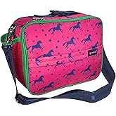 Yumbox Kids Lunch Bag – Insulated Lunch Tote with Water Bottle Holder – Fits Bento Box – 3 Carry Options, Durable Wipe-Clean Fabric – Horses Print