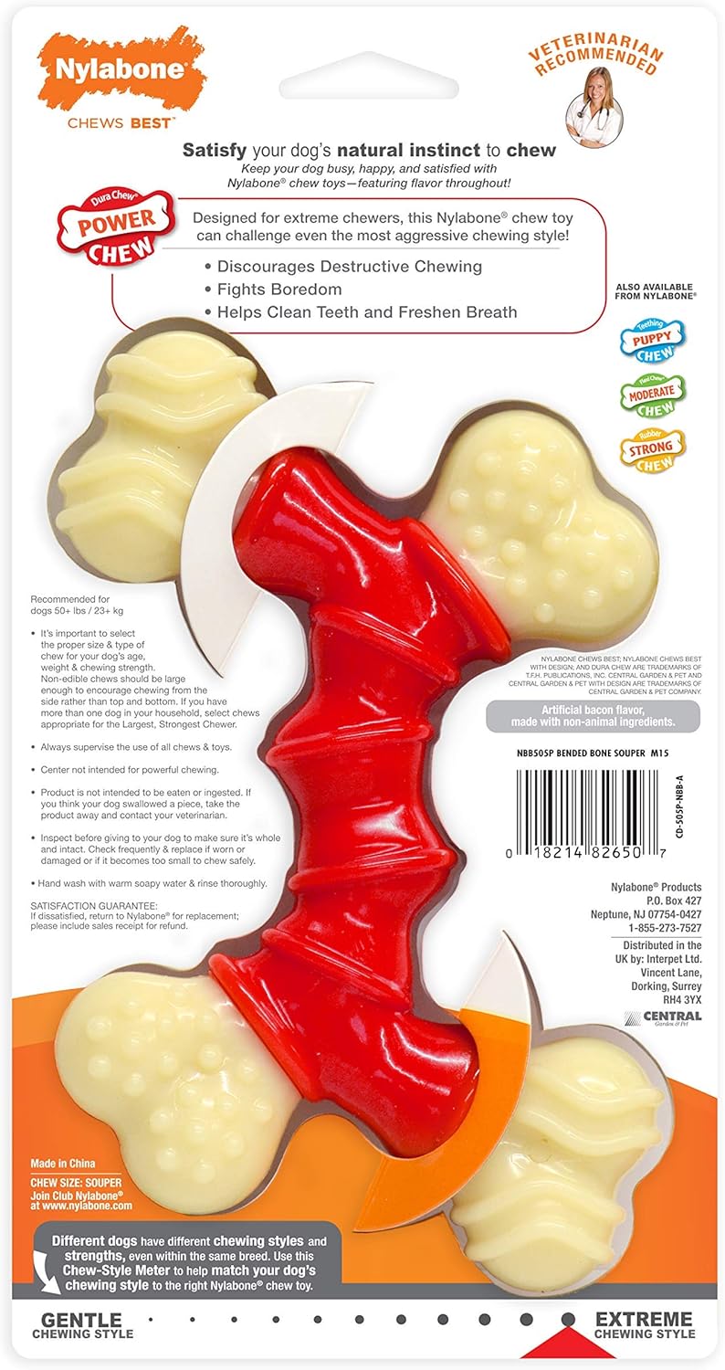 Nylabone Extreme Tough Dog Chew Toy, Double Bend Bone, Cleans Teeth