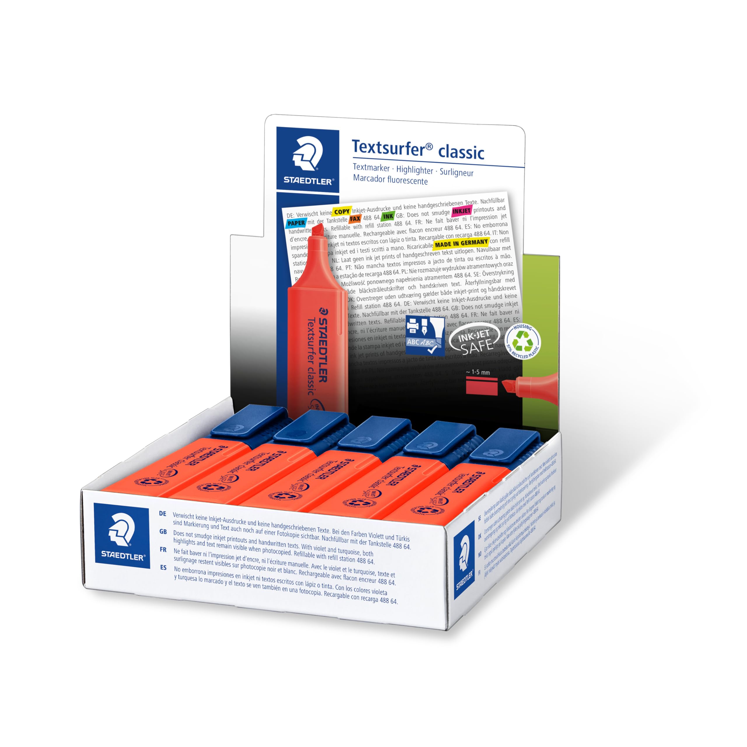 STAEDTLER 364-2 Textsurfer Classic Highlighter - Red (Box of 10)