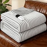 ZonLi 2-in-1 Weighted Heated Blanket for Back Pain, Heated Weighted Blankets (60”x80”,15lbs), 6 Heating Levels 1-10H Auto Off, Soft Ribbed Flannel Washable, Queen Size Chirstmas Gift for Family