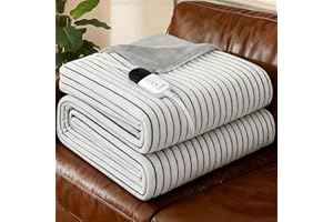 ZonLi 2-in-1 Weighted Heated Blanket for Back Pain, Heated Weighted Blankets (60”x80”,15lbs), 6 Heating Levels 1-10H Auto Off, Soft Ribbed Flannel Washable, Queen Size Chirstmas Gift for Family