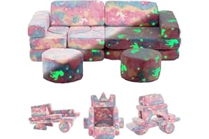 DEYGIA Modular Kids Play Couch 13PCS, Modular Couch Kids, Kids Couch for Playroom, Modular Kids Couch for Boys and Girls, Kids Play Couch for Kids (Glowing Unicorn, M)