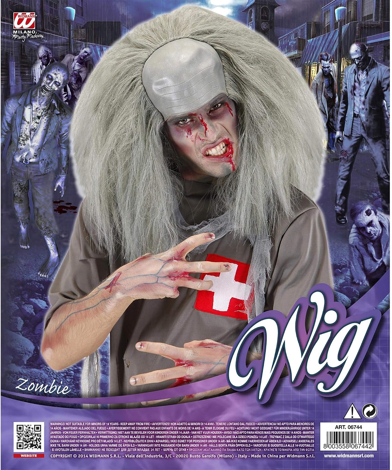 ZOMBIE MAN HEADPIECE - GREY