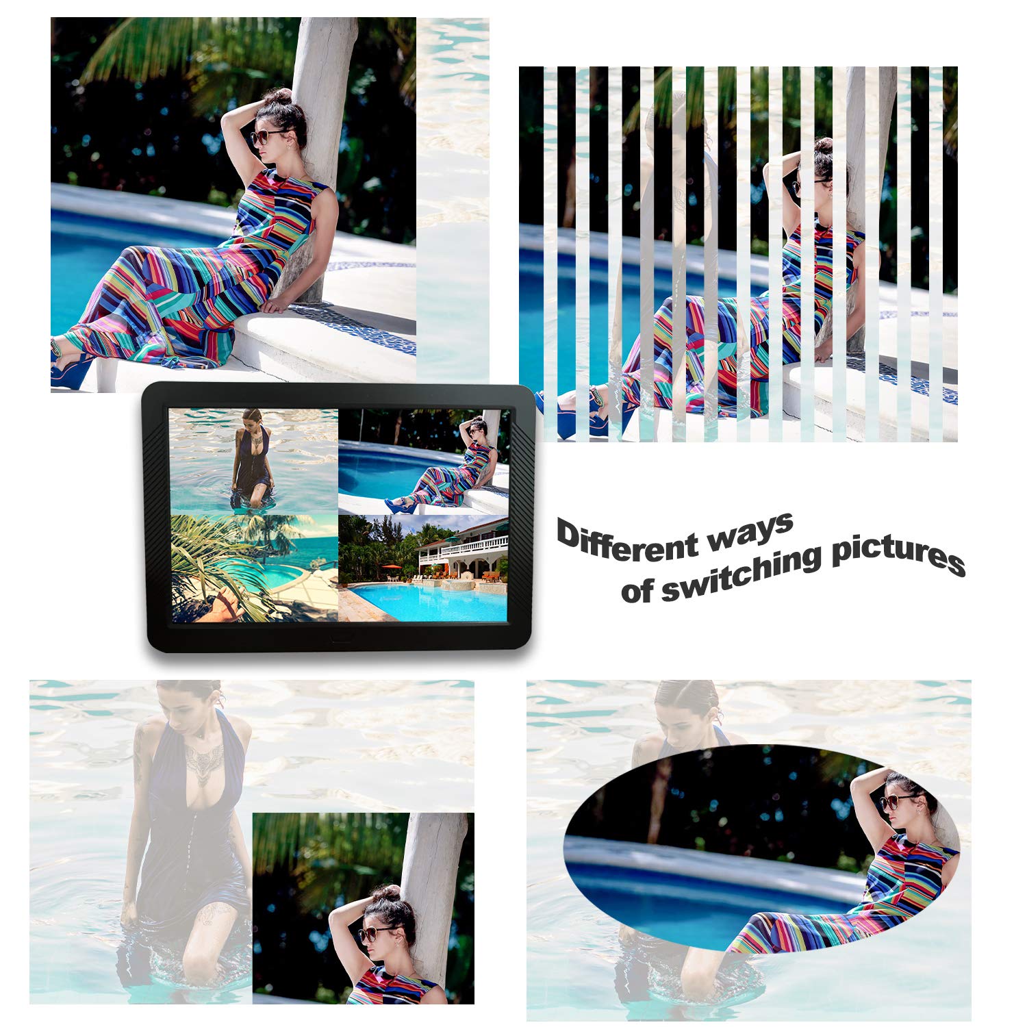 Digital Frame 8 Inch 1280 x 720 High Resolution Digital Picture Frame CofunKool 16:9 IPS Display Photos, Musics, Videos Digital Album Calendar Alarm Auto On/Off Timer