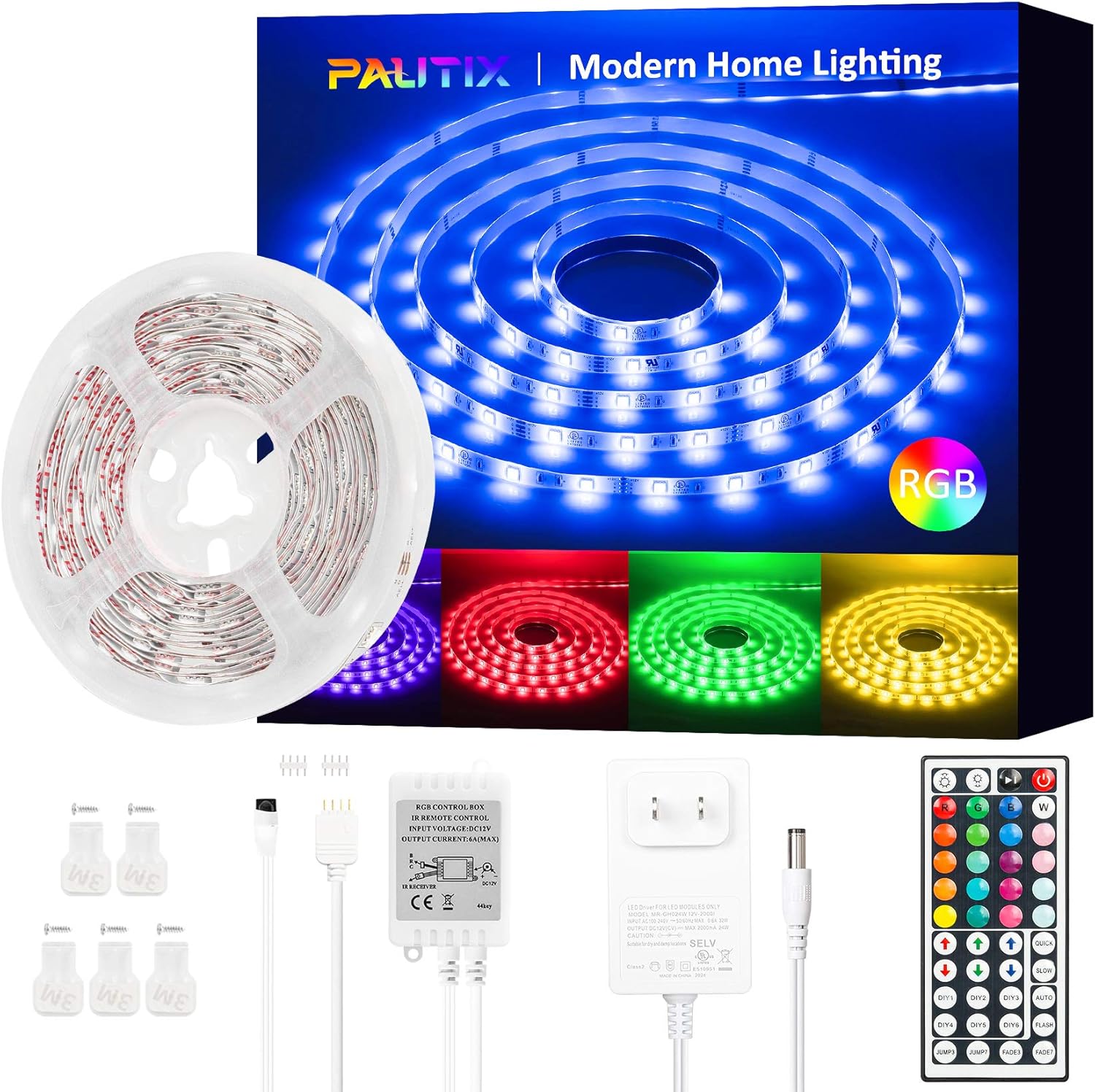 LED Strip Lights Color Changing,PAUTIX UL Listed RGB 16.4ft