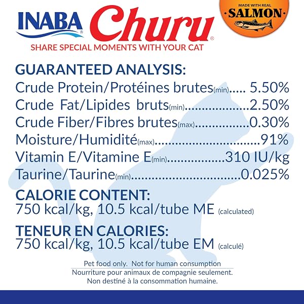 INABA SALMON CHURU CAT TREATS, LICKABLE, SQUEEZABLE CREAMY PURÉE CAT TREAT WITH GREEN TEA EXTRACT & TAURINE, 0.5 OUNCES EACH TUBE, 20 TUBES, SALMON & TUNA VARIETY BOX