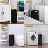 iEGrow 65L Slim Laundry Basket with Lid Bamboo Handles Narrow Tall Design view 6