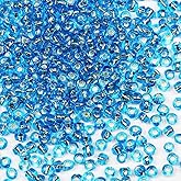 Bulk Seed Beads 110 Grams About 1600pcs, 4mm 6/0 Lake Blue Glass Craft for Making Earrings, Bracelets, Pendants, Waist Jewelry,DIY Handmade Seed Beads（Lake Blue）