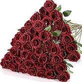 Hotop 40 Pcs Rose Artificial Flowers Bulk with Long Stem,Realistic Silk Fake Roses Bouquet for Home Wedding Centerpieces Part