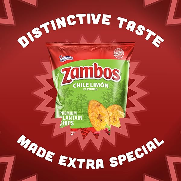 ZAMBOS CHILE LIMÓN PLANTAIN CHIPS, 5.29 OZ – CRUNCHY SNACK, GLUTEN FREE – BOLD CHILI LIME FLAVOR – 1 BAG